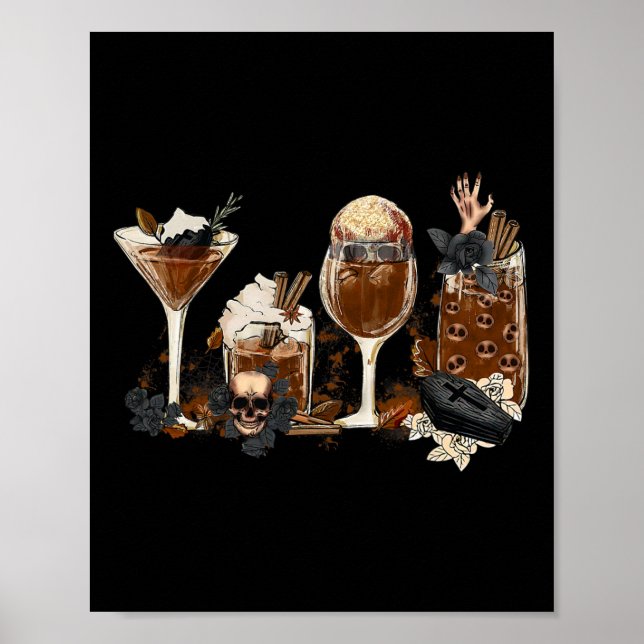 Horror Fall Coffee Halloween Pumpkin Spice Autumn  Poster (Front)