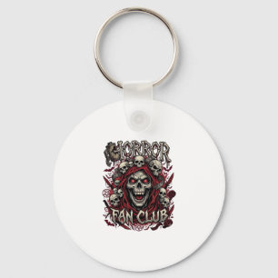 Horror Fan Club Halloween Screaming Skull Red Hood Keychain