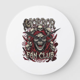 Horror Fan Club Halloween Screaming Skull Red Hood Large Clock