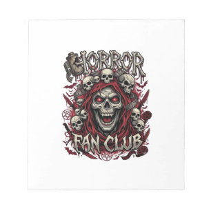 Horror Fan Club Halloween Screaming Skull Red Hood Notepad