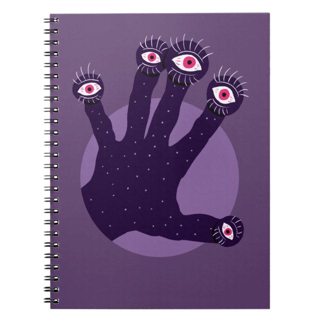 Horror Goth Purple Creepy Hand Weird Eyes Notebook (Front)