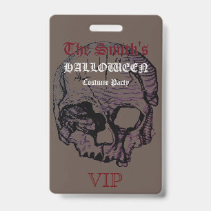 Horror Gothic Skull Halloween Costume Party VIP  Badge