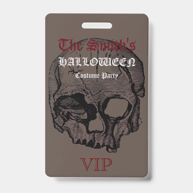 Horror Gothic Skull Halloween Costume Party VIP  Badge (Front)