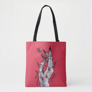 Horror Hand With Roses Gothic Dark Fantasy Tote Bag
