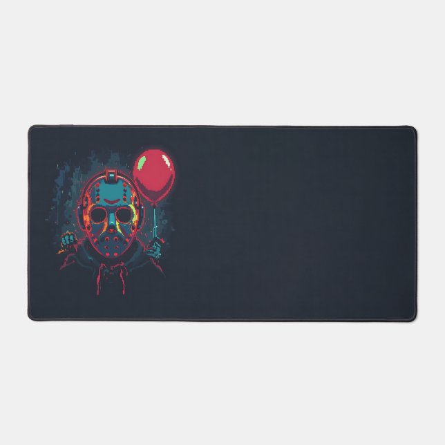 Horror Icons Desk Mat - Neon Pixel Art (Recto)