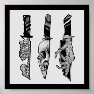 Horror knives, dotwork style - print