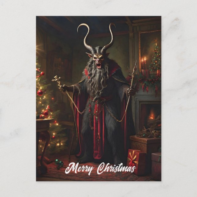 Horror Krampus Christmas Holiday Postcard (Front)