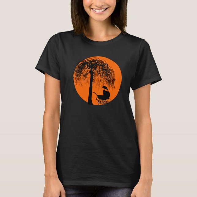 Horror-Loving Mom Baby Carriage with Raven T-Shirt (Front)