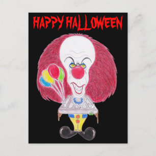 Horror Movie Halloween Clown Caricature Postcard