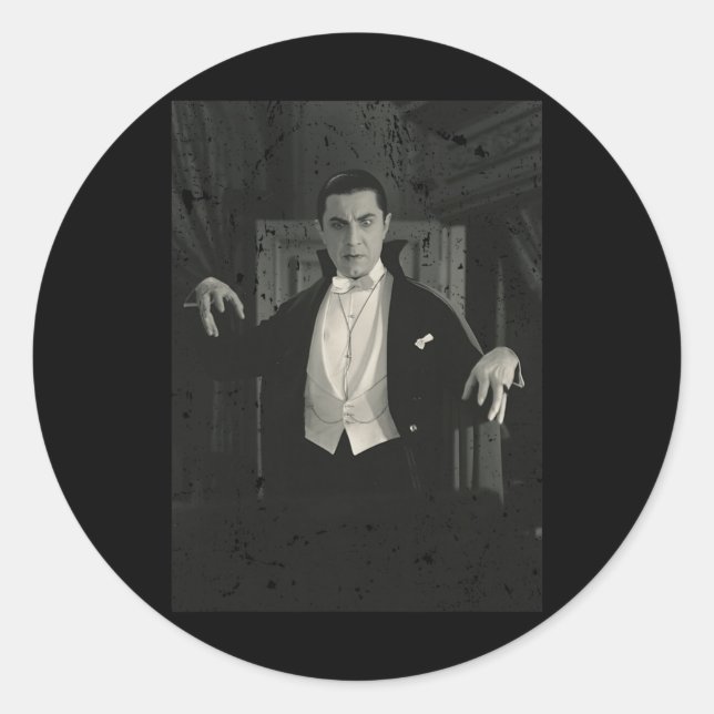 Horror Movie Monster Halloween Count Dracula Vampi Classic Round Sticker (Front)