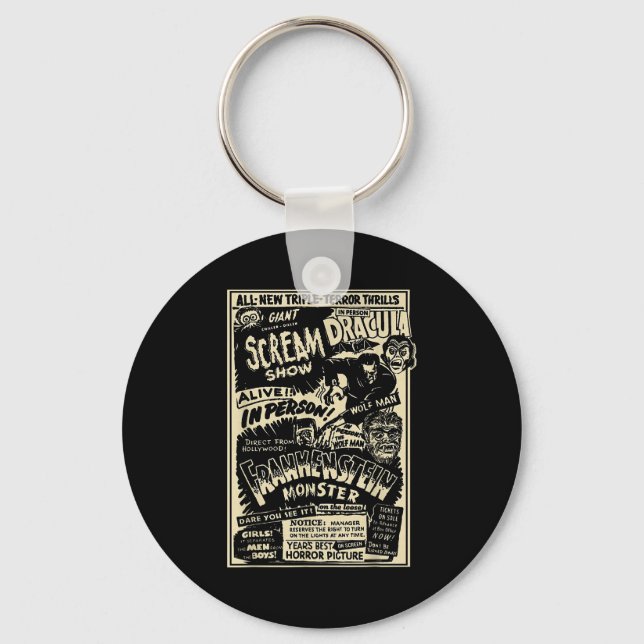Horror Movie Monster Mummy Dracula Werewolf Franke Keychain (Front)
