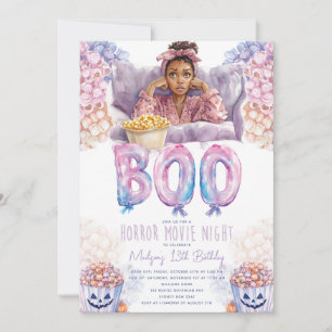 Horror Movie Night Sleepover Halloween Birthday Invitation