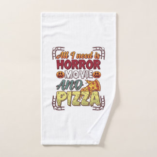 Horror Movie Pizza Halloween Pumpkin Skull Slice_1 Hand Towel