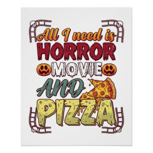 Horror Movie Pizza Halloween Pumpkin Skull Slice_1 Poster