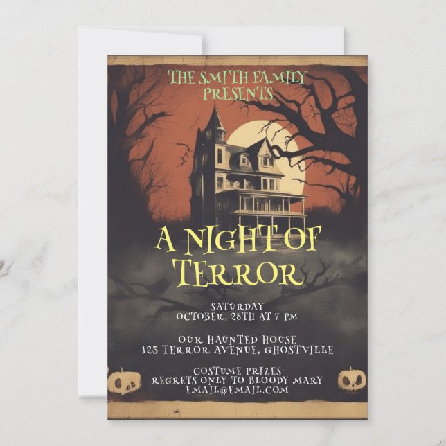 Horror Movie Poster Halloween Party Invitation (Devant)