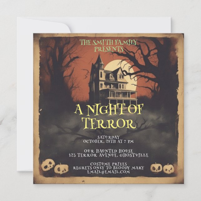 Horror Movie Poster Halloween Party Invitation (Front)
