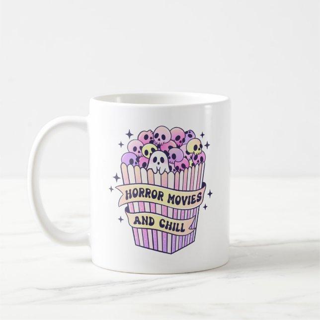 Horror Movies And Chill Cute Halloween Coffee Mug (Left)