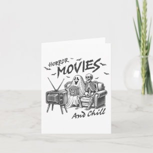 Horror Movies And Chill Halloween Themed Graphic F Card