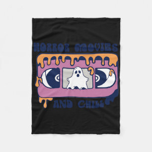 Horror Movies And Chill Retro Video Tape Halloween Fleece Blanket