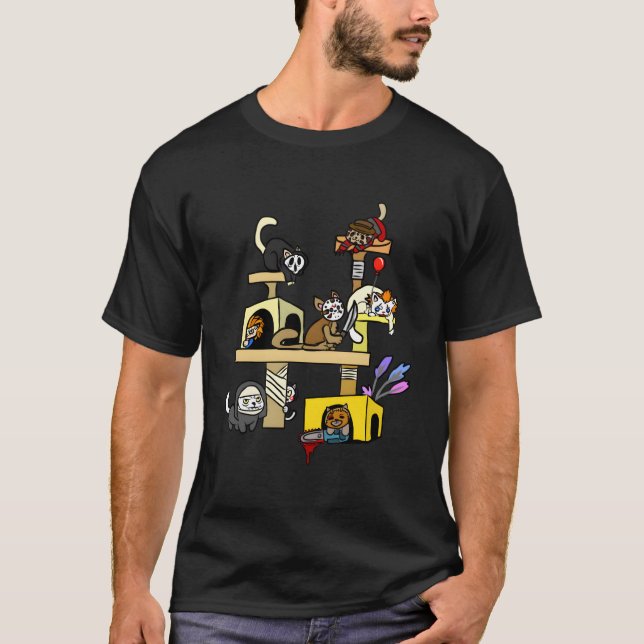 Horror Movies Cat For Cat Halloween S T-Shirt (Front)