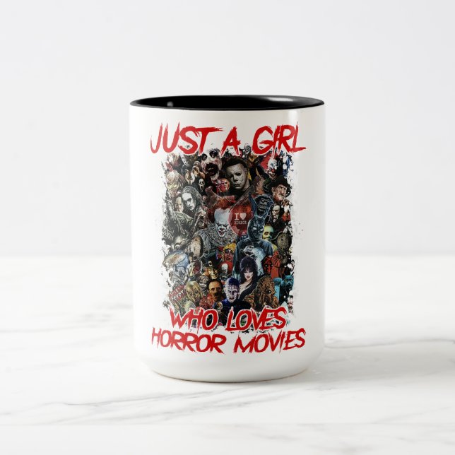 Horror Movies Just A Girl Who Loves  Two-Tone Coffee Mug (Center)
