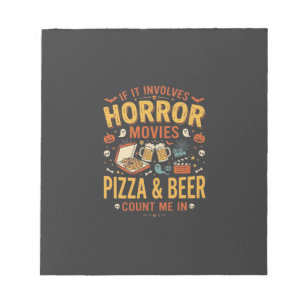 Horror Movies Pizza Beer Halloween Design_1 Notepad