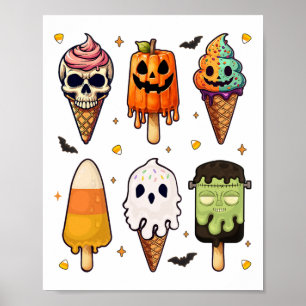 Horror Movies Summer Popsicle Halloween Ice Cream  Poster