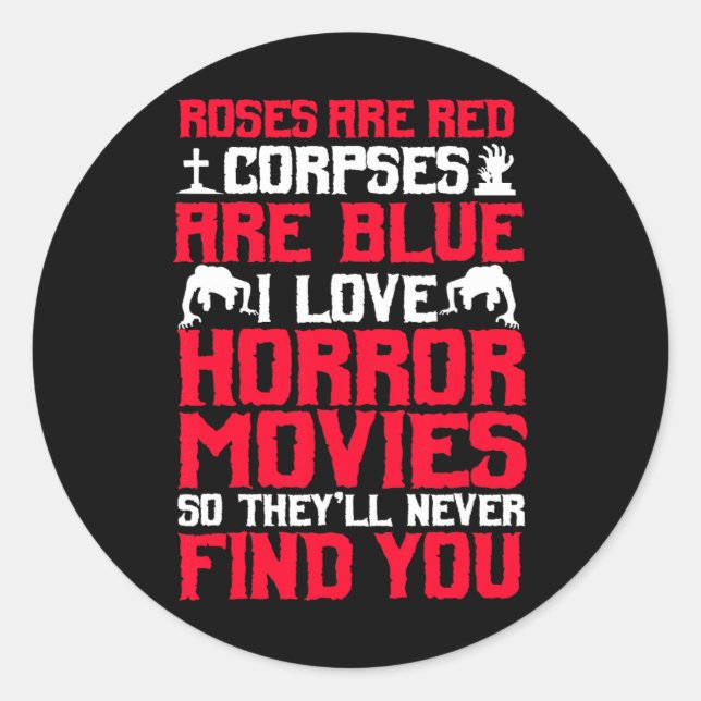 Horror Movies Thriller Halloween Fans Scary Film L Classic Round Sticker (Front)