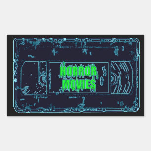Horror Movies VHS-Blue/Green Rectangular Sticker