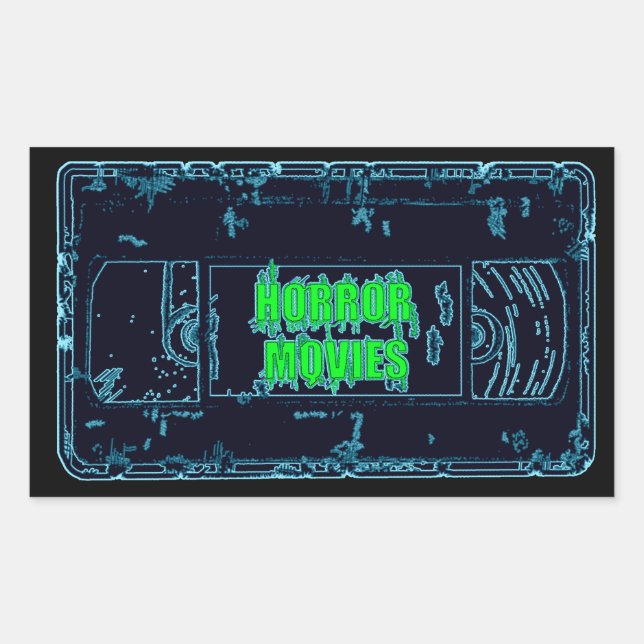 Horror Movies VHS-Blue/Green Rectangular Sticker (Front)