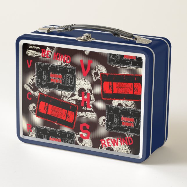 Horror Movies Video Cassette Collage Metal Lunch Box (Front)