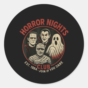 Horror Night Club Vintage Halloween Classic Round Sticker