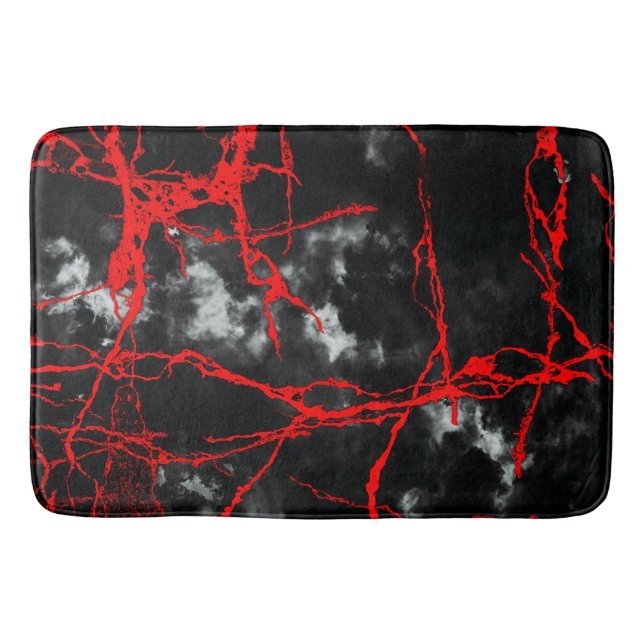 Horror Night Goth - Black and White,Red Bath Mat (Front)