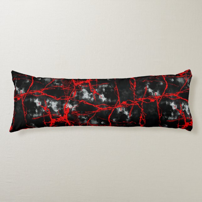 Horror Night Goth - Black and White,Red Body Pillow (Front)
