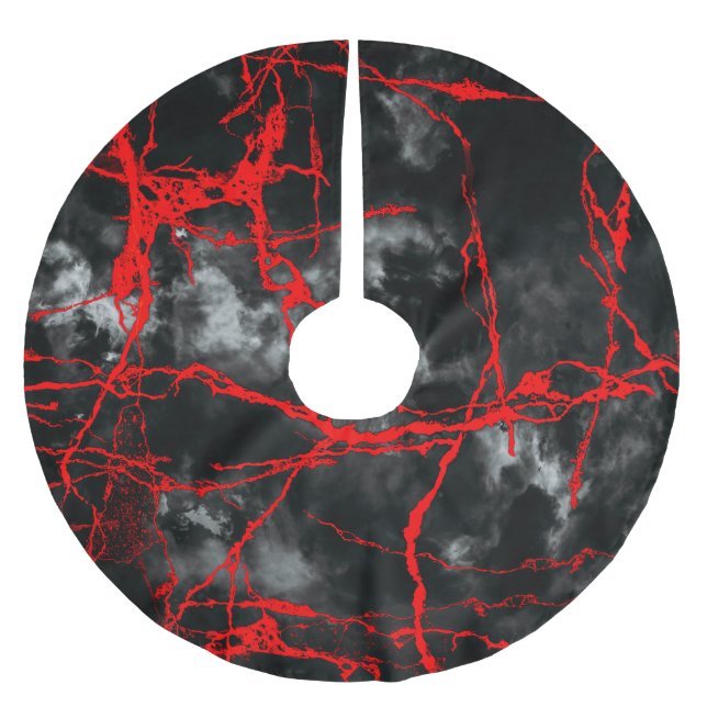Horror Night Goth - Black and White,Red Brushed Polyester Tree Skirt (Front)