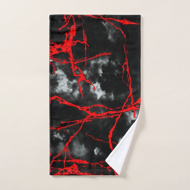 Horror Night Goth - Black and White,Red Hand Towel (Hand Towel)