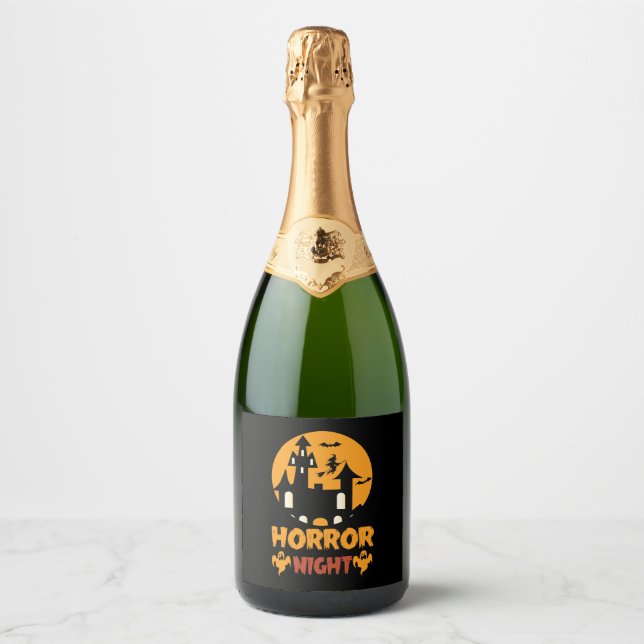 Horror Night Halloween Sparkling Wine Label (Front)