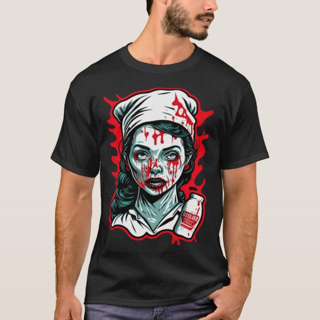 Horror Nurse Nightmare Scary Terrifying Halloween T-Shirt (Front)