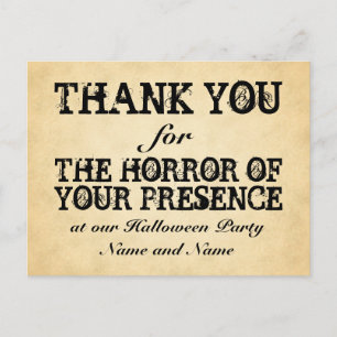 Horror of Your Presence. Halloween Party Favour Postcard