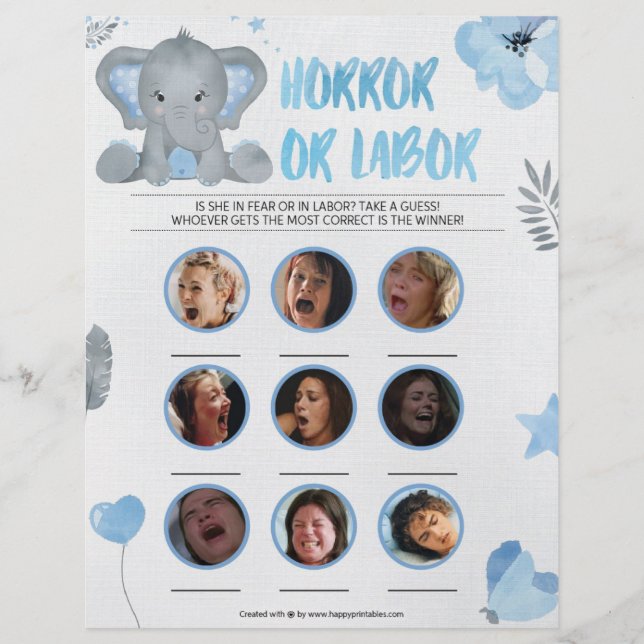 Horror Or Labour [Baby Elephant [Blue]] Letterhead (Front)