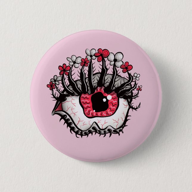 Horror Pastel Goth Eye Macabre Pink Creepy 2 Inch Round Button (Front)