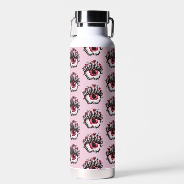 Horror Pastel Goth Eye Macabre Pink Creepy Water Bottle (Front)