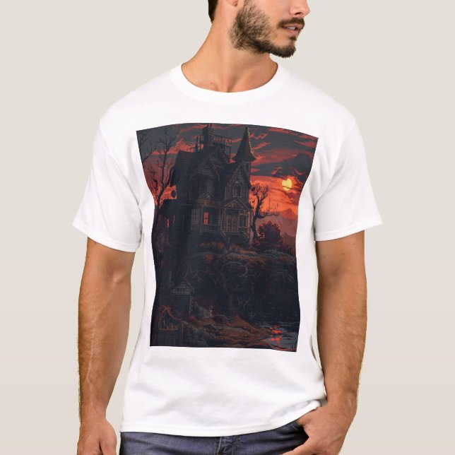 Horror Pixel Art AR-57 Stylized T-Shirt (Front)