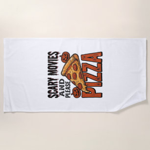 Horror Pizza Shirt for Scary Movie Night Fans_1 Beach Towel