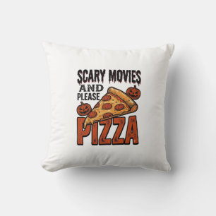 Horror Pizza Shirt for Scary Movie Night Fans_1 Throw Pillow