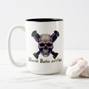 Horror Radio MicroCross Skull 2 tone Mug