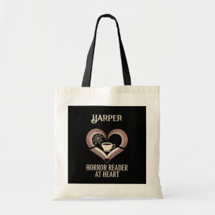 Horror Reader Heart Vintage Book Pages with Name Tote Bag