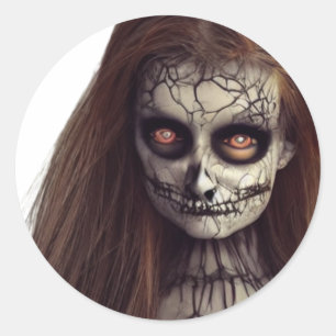 Horror scary Woman Classic Round Sticker