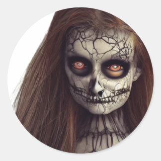 Horror scary Woman Classic Round Sticker