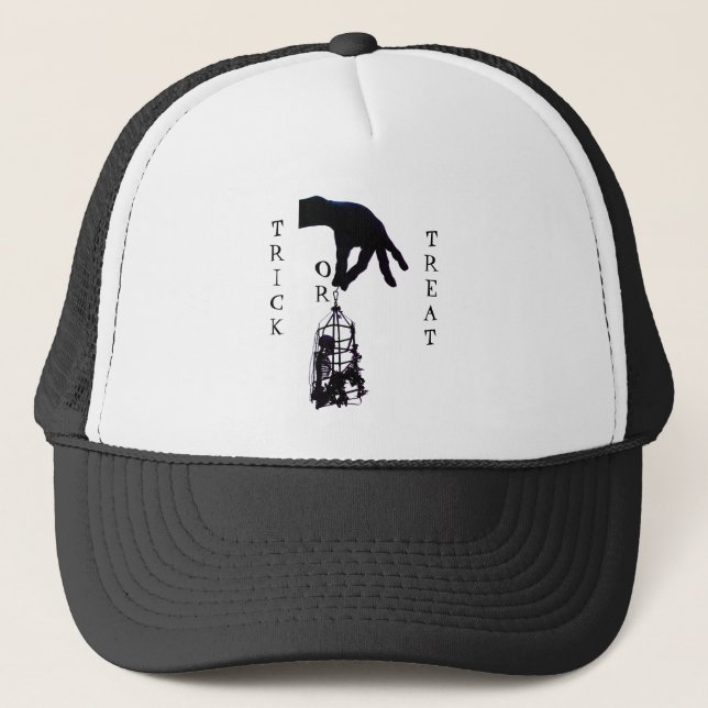 Horror Skeleton Creepy Human Skeleton Cage Trucker Hat (Front)